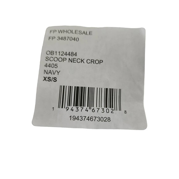 NWT Free People Scoop Neck Crop Top Navy Blue Size XS/S - Picture 4 of 5